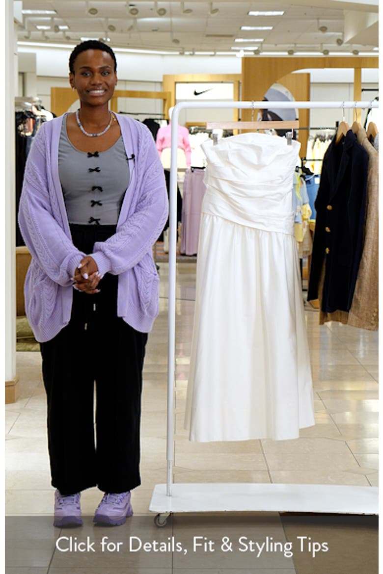 Rumi Ruched Strapless Midi Dress video