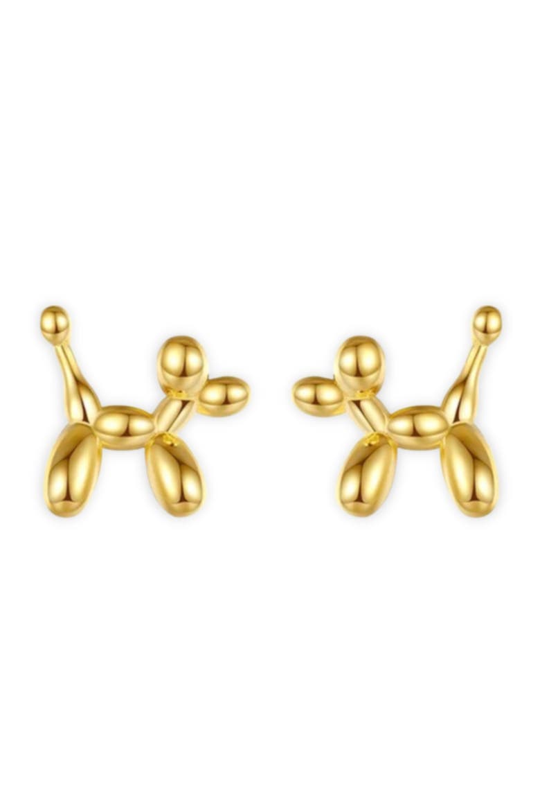 Kids' Sterling Silver Balloon Dog Stud Earrings in Gift Bottle, Alternate, color, Gold