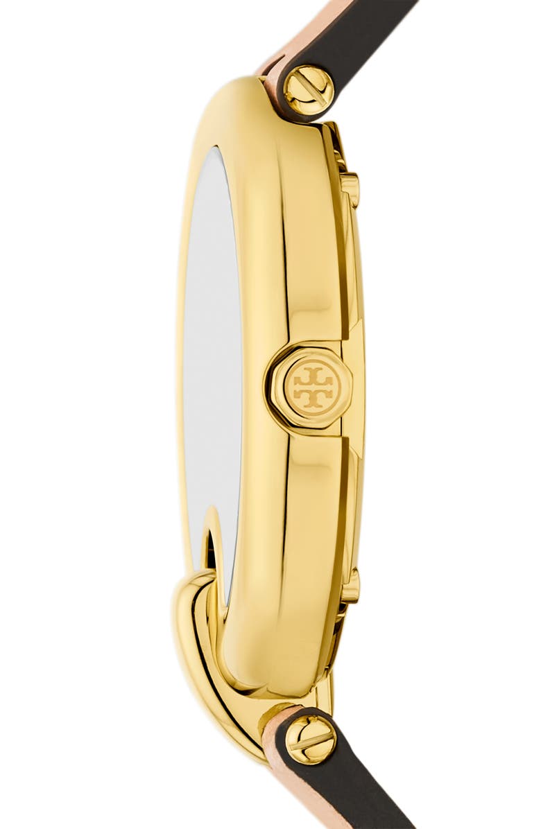 Tory Burch The Pierced Leather Strap Watch, 36mm, Alternate, color, Tan