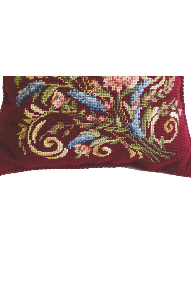 Hydrangea Bouquet Number 2 Needlepoint Accent Throw Pillow, Alternate, color, Red