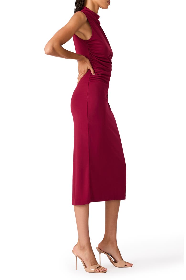 Mo Funnel Neck Matte Jersey Dress, Alternate, color, BEET RED