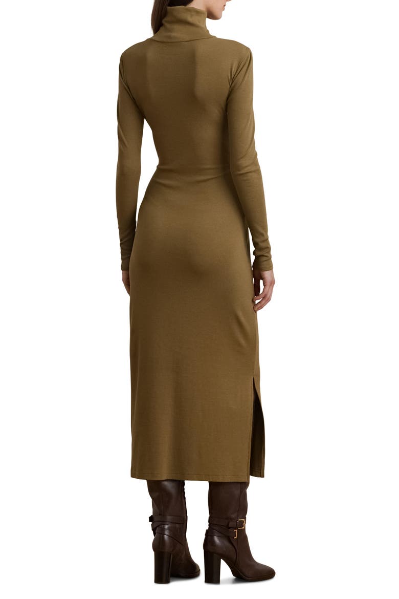 Tie Waist Long Sleeve Rib Dress, Alternate, color, HONEY TAN