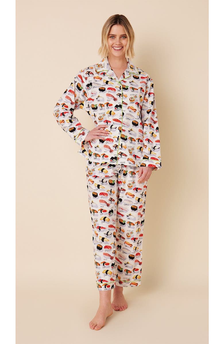 The Cat's Pajamas Poplin Pajama Set, Main, color, Sushi White