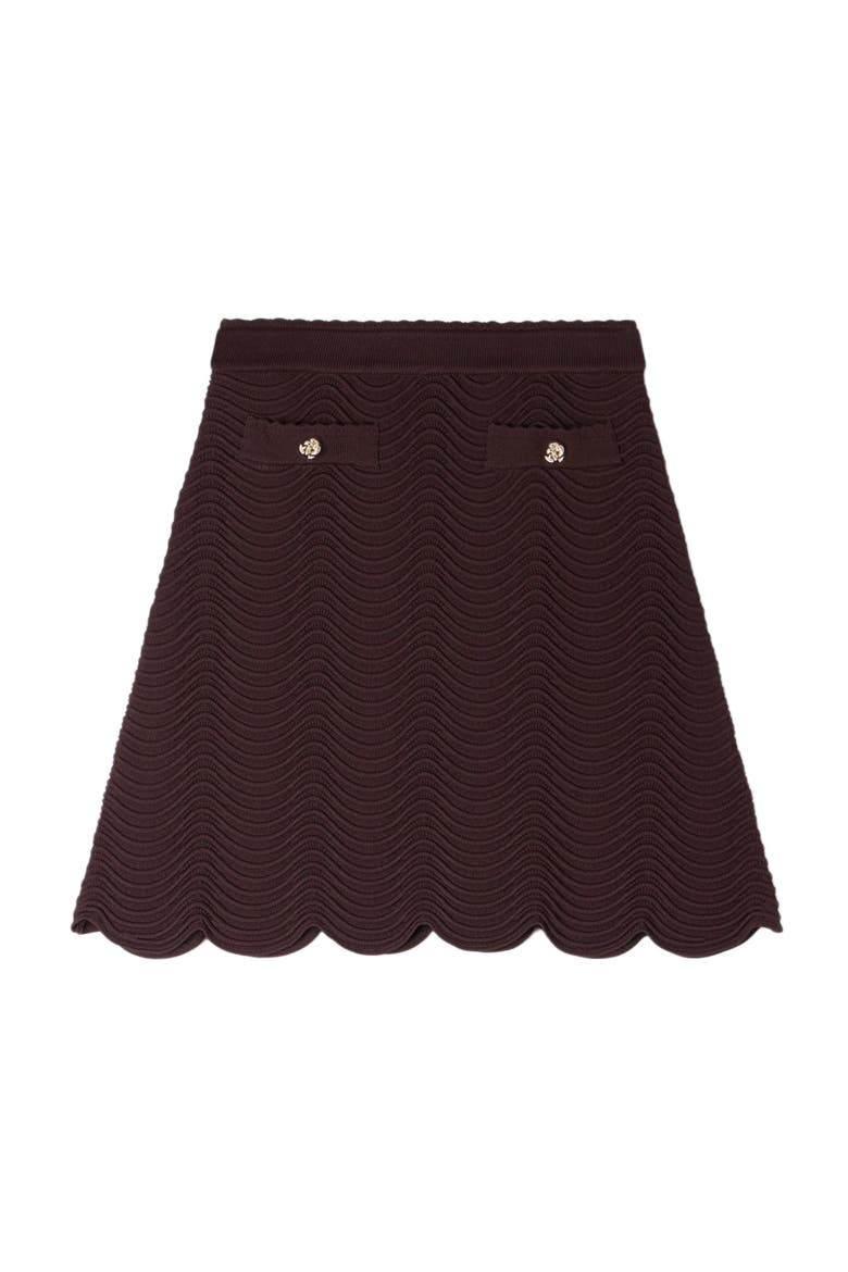 Short fancy knit skirt, Alternate, color, Brown