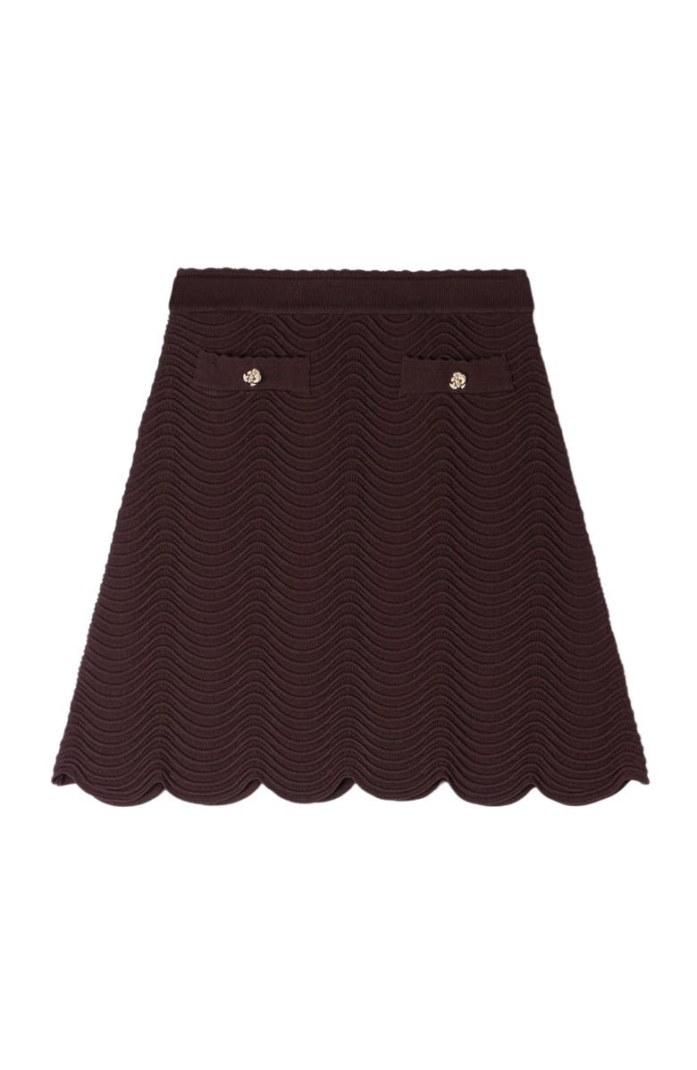 SANDRO Short fancy knit skirt, Alternate, color, Brown