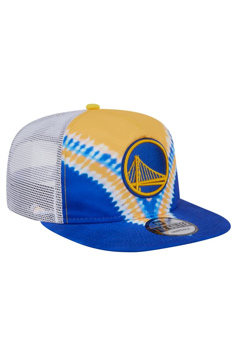 Men's New Era Royal/Gold Golden State Warriors Throwback Dye Golfer Snapback Hat, Alternate, color, Royal