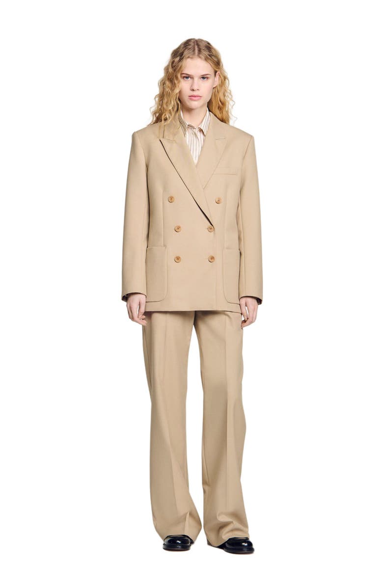 SANDRO Double-breasted suit jacket, Main, color, 