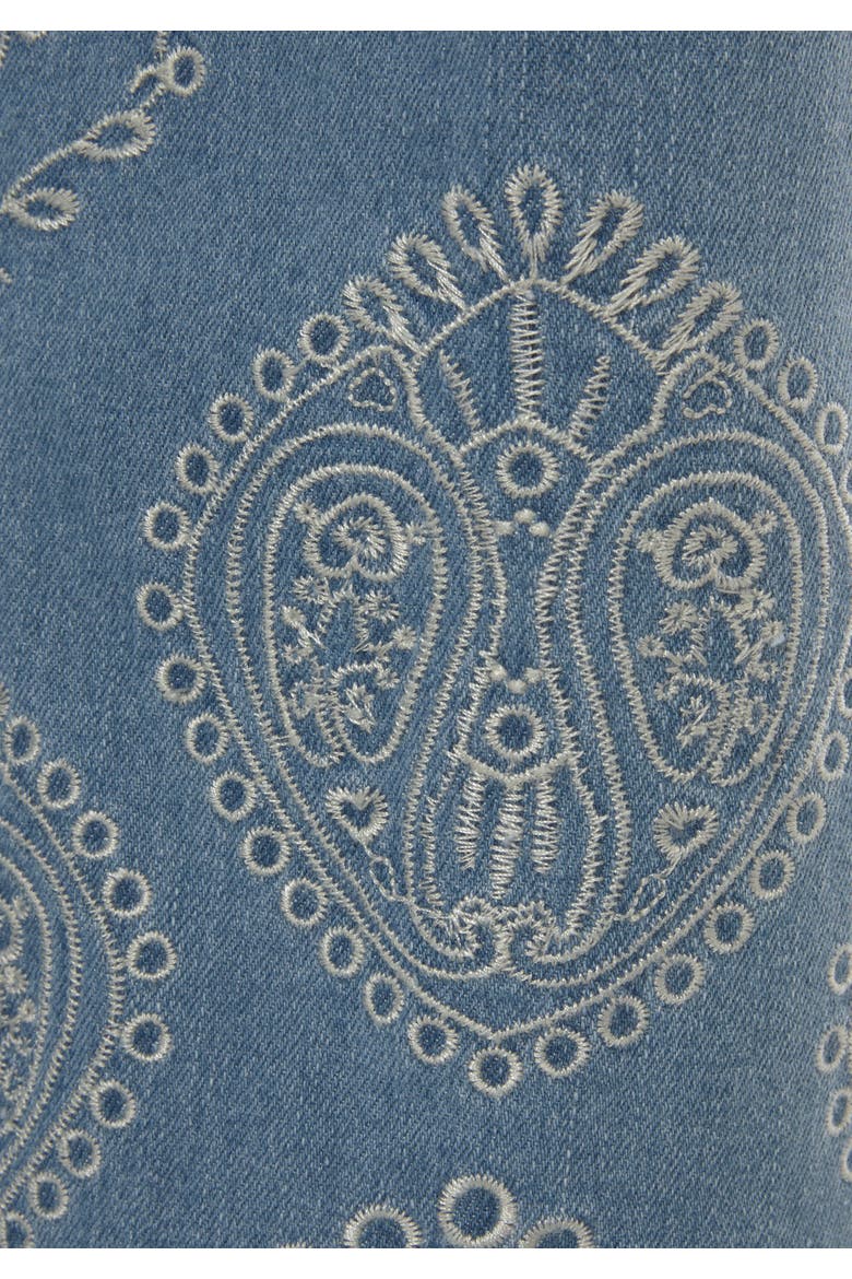 Embroidered Wide Leg Jeans, Alternate, color, Denim Blue Printed