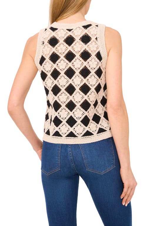 Shop Cece Cotton Crochet Sleeveless Sweater In Soft Cream
