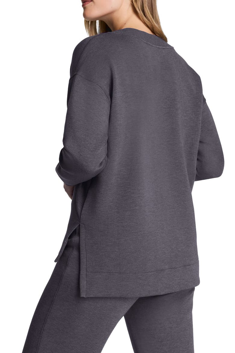 AirEssentials® Brushed V-Neck Tunic Sweatshirt, Alternate, color, HEATHER STORM