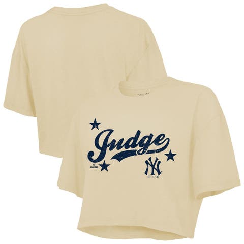 Women's Majestic Threads Aaron Judge Cream New York Yankees Boxy Crop Top
