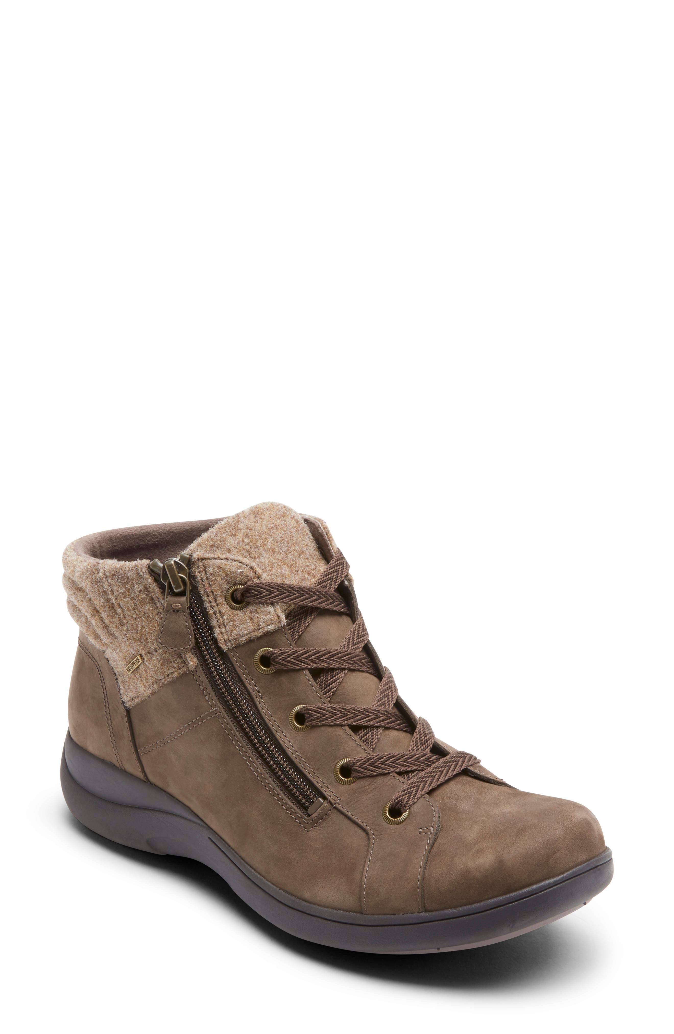 Waterproof Bootie, Main, color, BROWN NUBUCK LEATHER