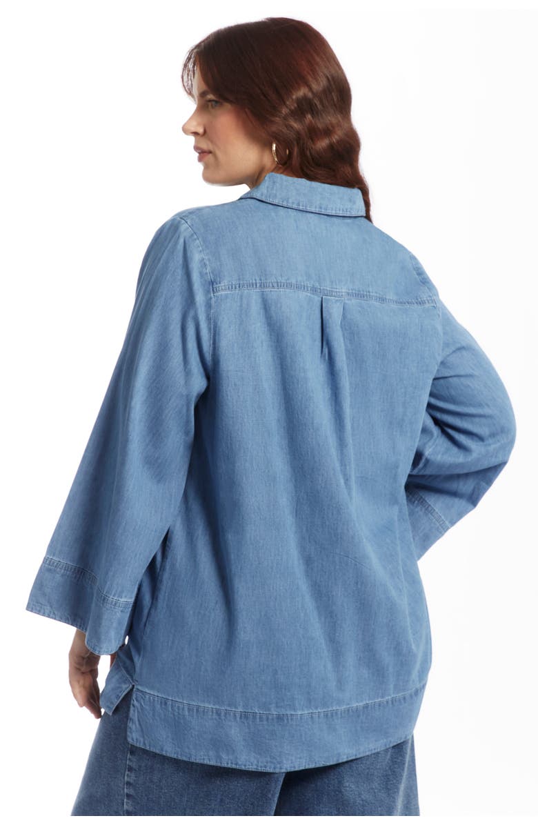 June + Vie Cotton Denim Blouse, Alternate, color, Light Wash
