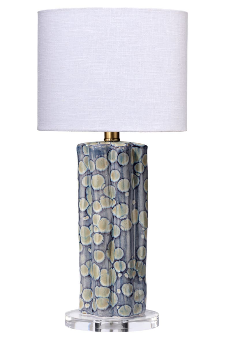 Flurry Ceramic Small Table Lamp with Linen Shade, Main, color, Blue