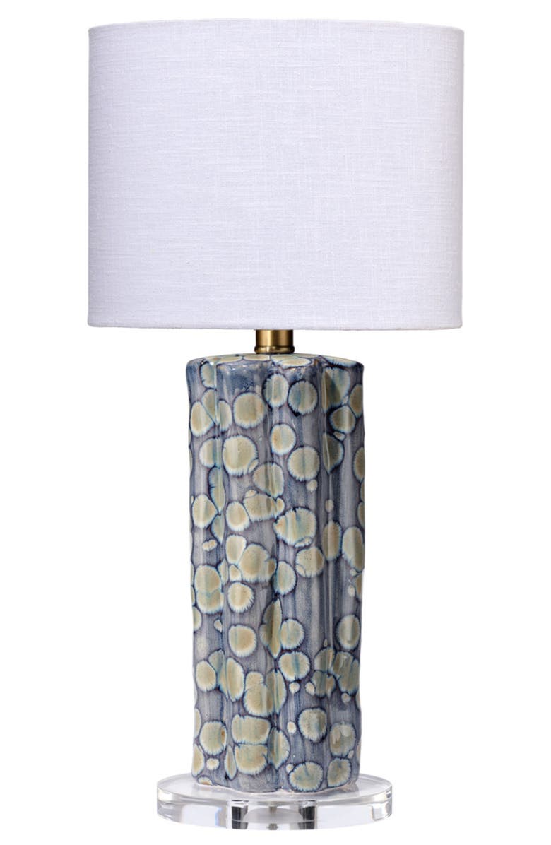 JAMIE YOUNG Flurry Ceramic Small Table Lamp with Linen Shade, Main, color, Blue