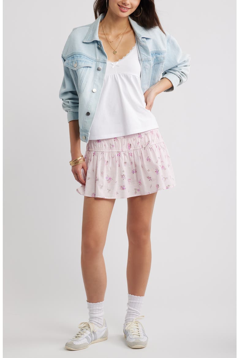 Drop Waist Flare Cotton Skort, Alternate, color, PINK KELLY FLORA