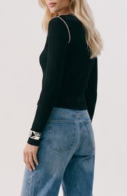 VERO MODA Kara Contrast Piping Long Sleeve Sweater Top