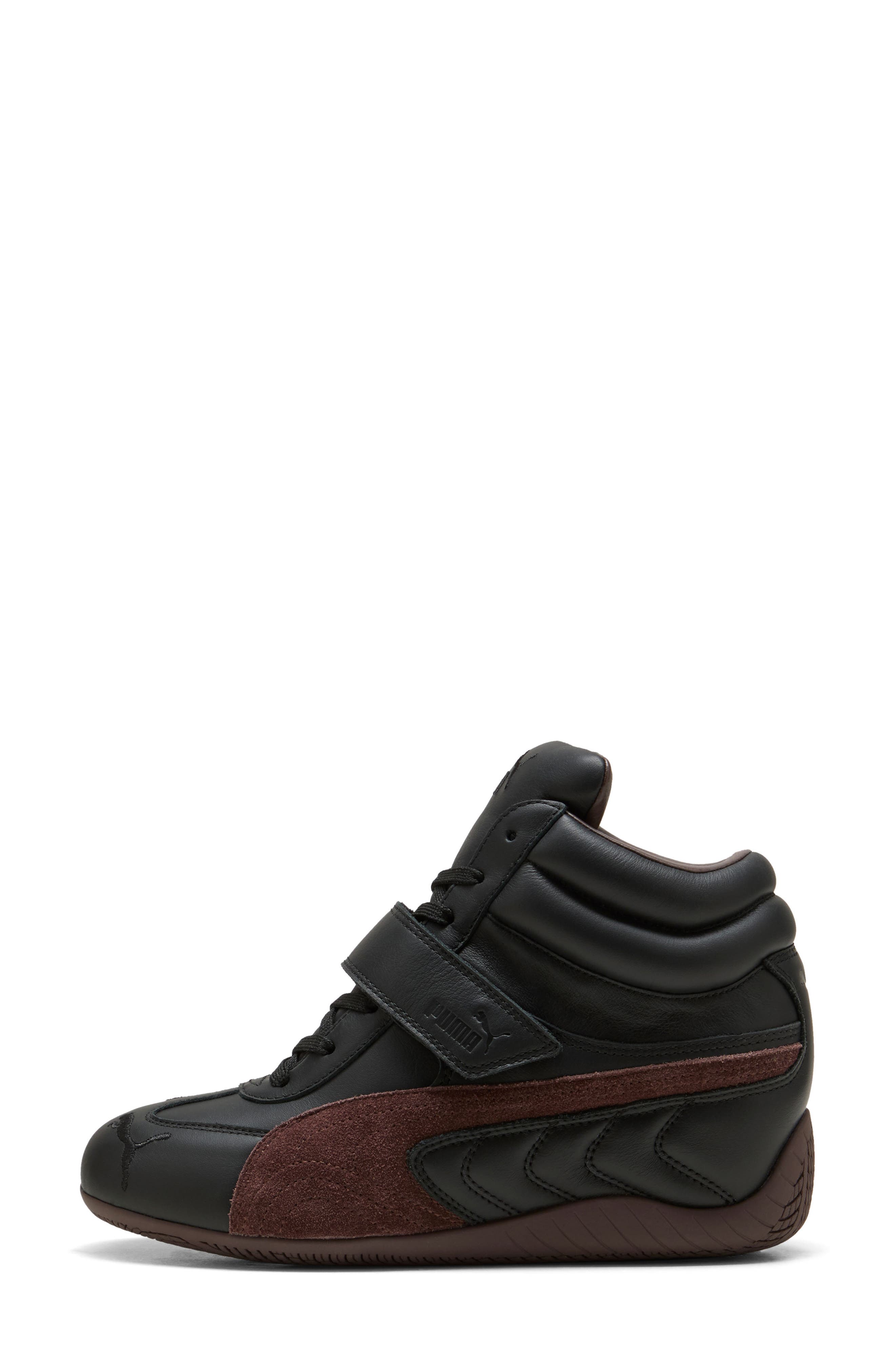PUMA Speedcat Wedge Leather Sneaker, Alternate, color, Puma Black/ Chocolate Brown