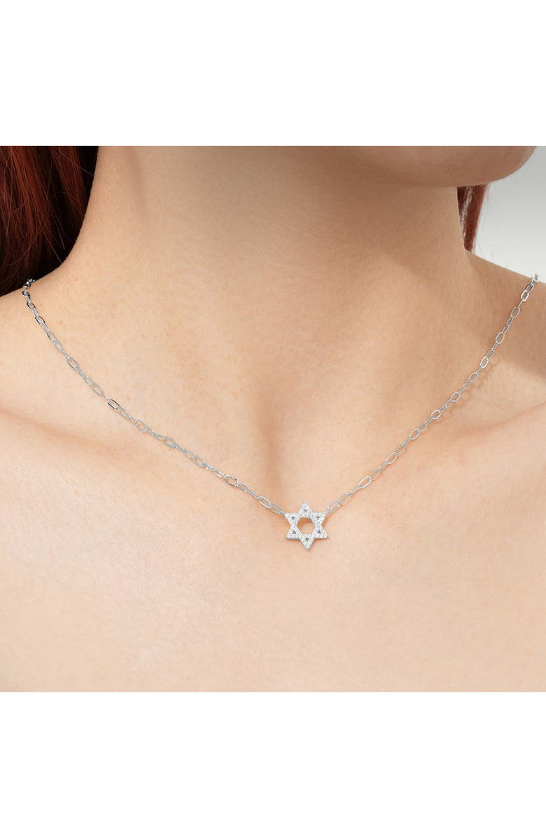 Outofoffice Star Of David Silver Pave Charm Necklace, Alternate, color, Silver