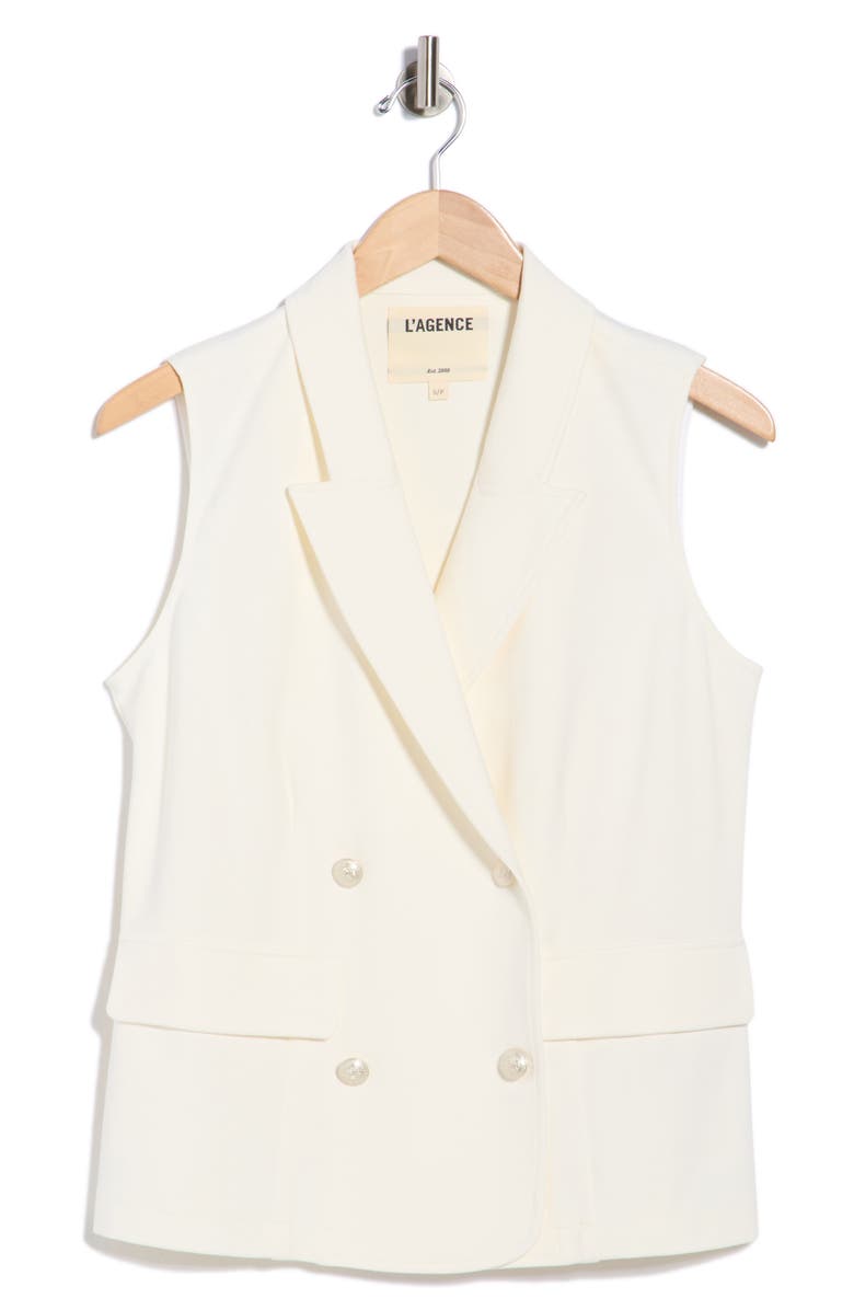 L'AGENCE Aldora Double Breasted Vest, Main, color, Ivory