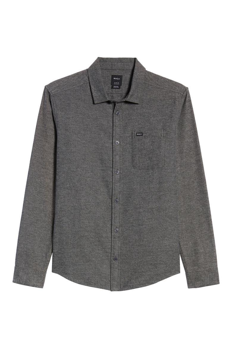 Sand Button-Up Flannel Shirt, Alternate, color, BLACK