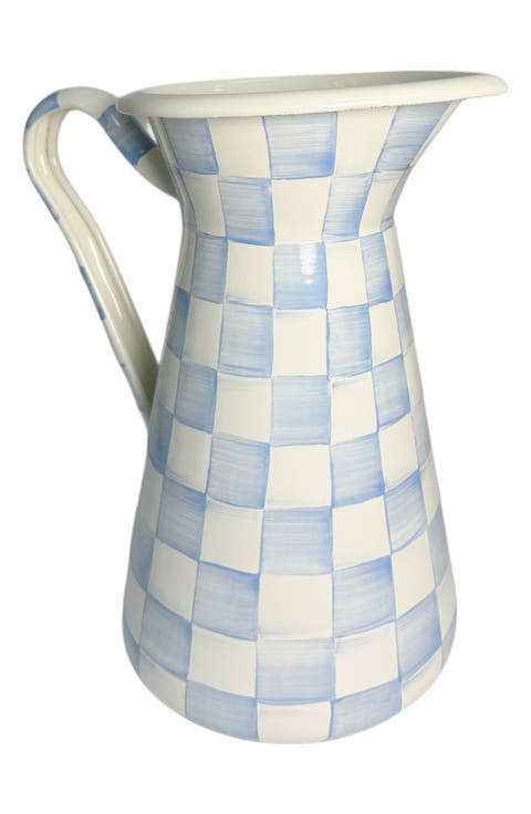 Sky Check Large Enamel Pitcher