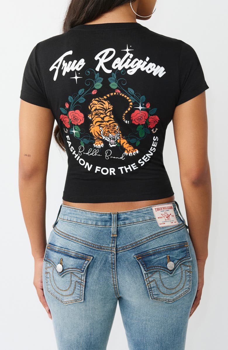 True Religion Tiger Shrunken Tee, Alternate, color, Jet Black