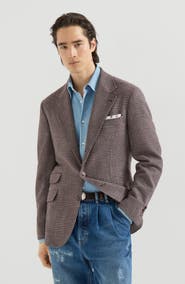 Brunello Cucinelli Comfort wool and cashmere Prince of Wales flannel deconstructed Cavallo blazer