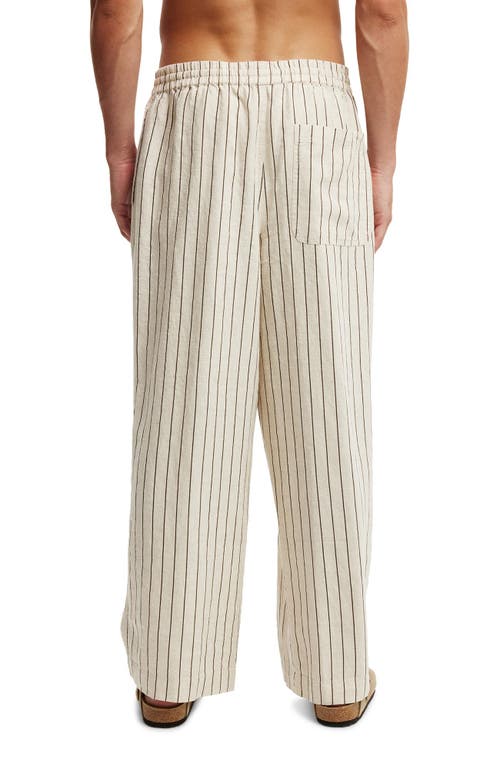 Shop Cotton On Super Baggy Linen Pant In Oatmeal Brown Stripe