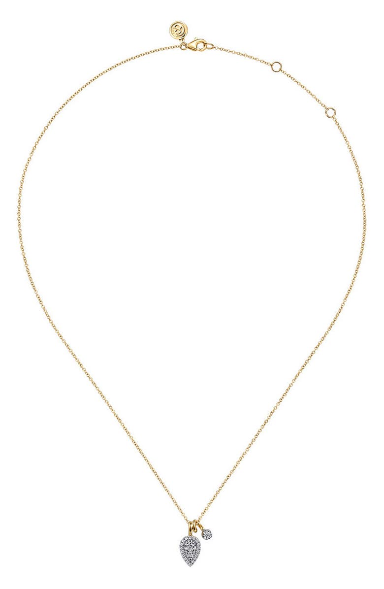 Gabriel & Co. Bujukan Double Diamond Pendant Necklace, Alternate, color, Two Tone