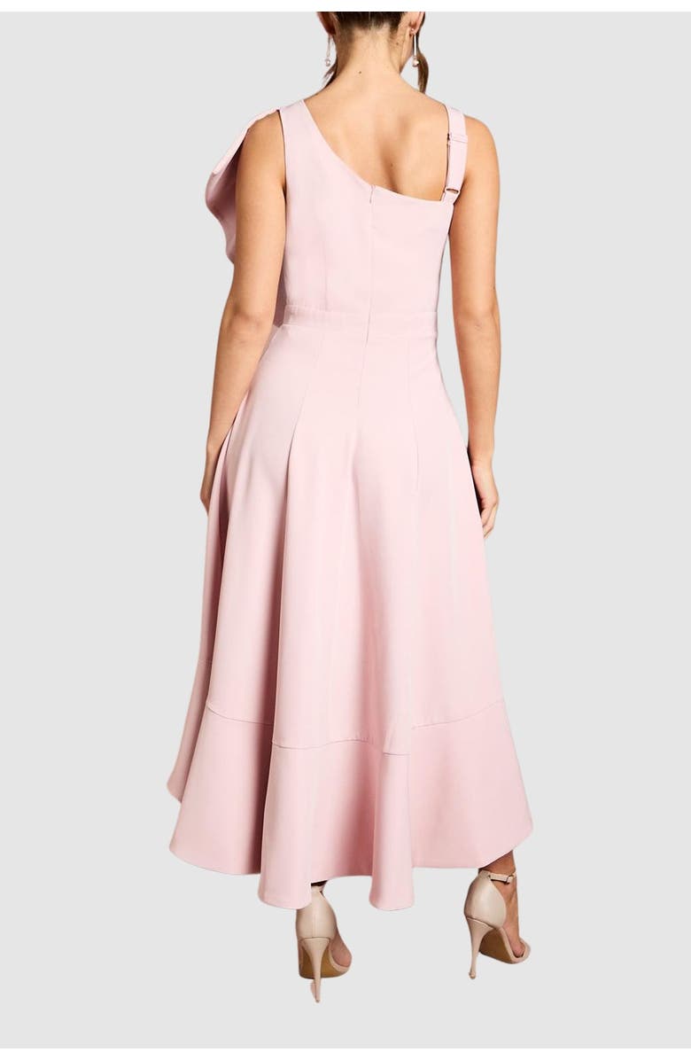 Coast One Shoulder Crepe Ruffle Midi Dress, Alternate, color, Blush