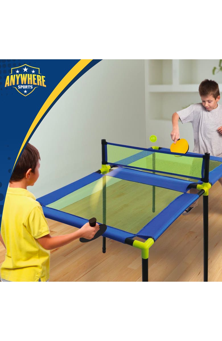 Anywhere Sports Trampoline Pong 10Pc Portable Table Tennis Game Set, Bouncy, Alternate, color,