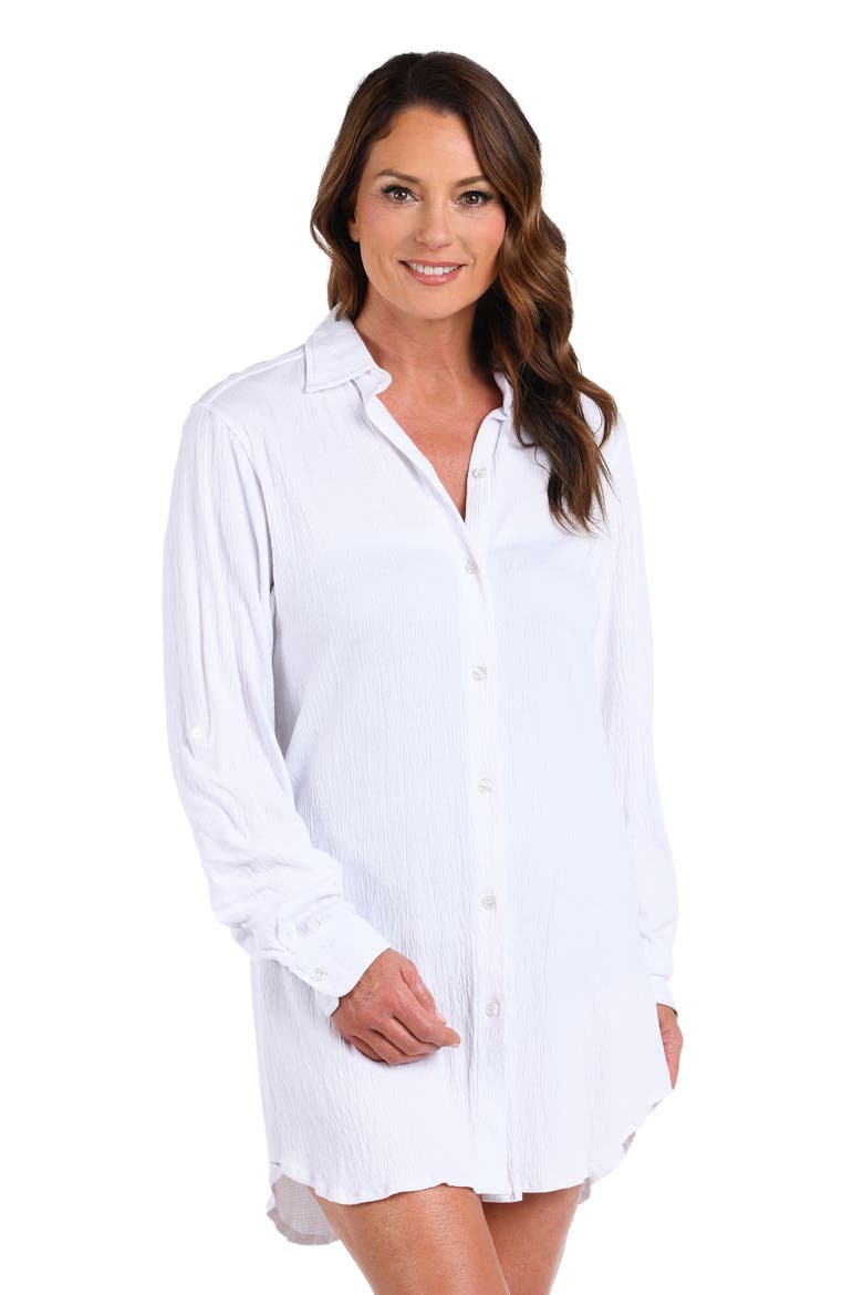 Button Down Shirt Cover-Up, Alternate, color, WHITE