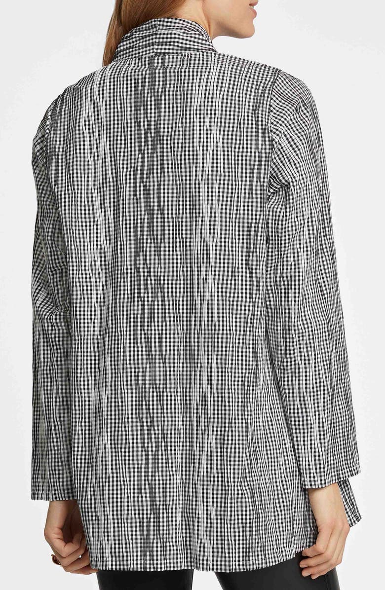 Foxcroft Alana Crinkle Cotton Blend Gingham Jacket, Alternate, color, Black/ White