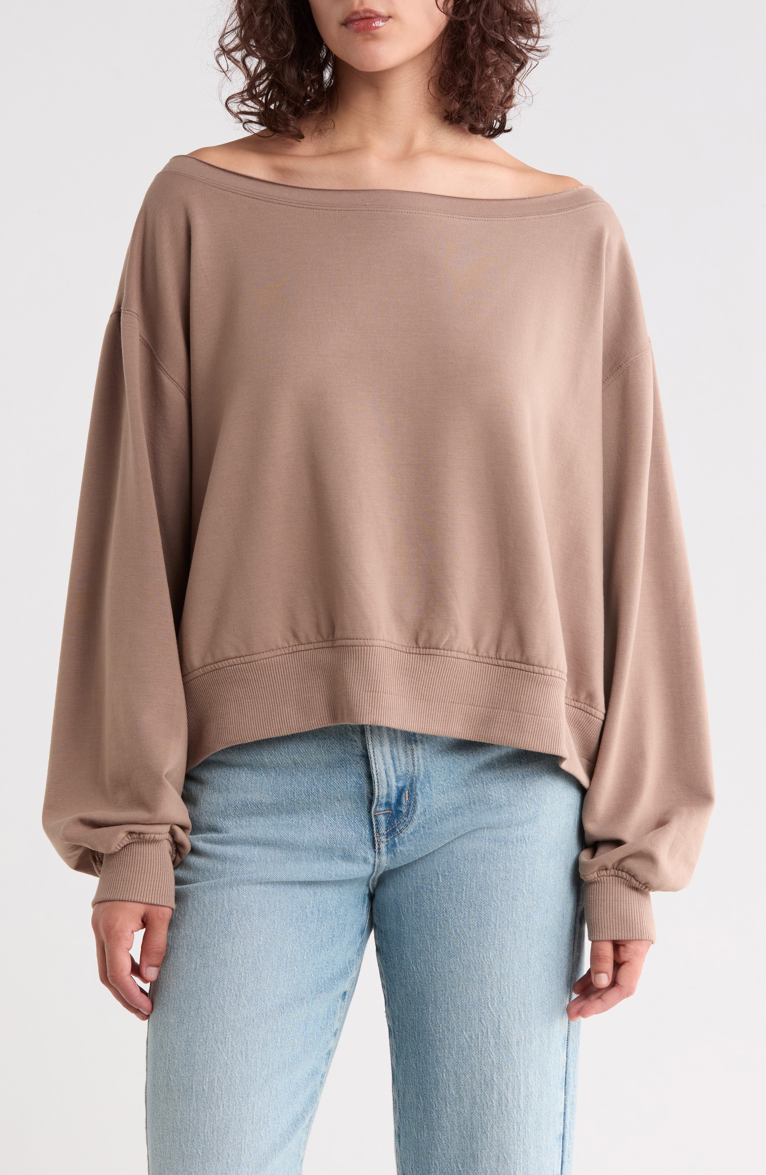 Loved Fleece Off the Shoulder Sweatshirt