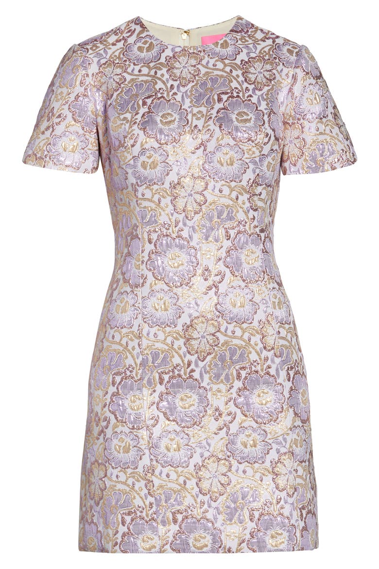 Gail Brocade Sheath Minidress, Alternate, color, LILAC VERBENA BLOOMING FLORAL