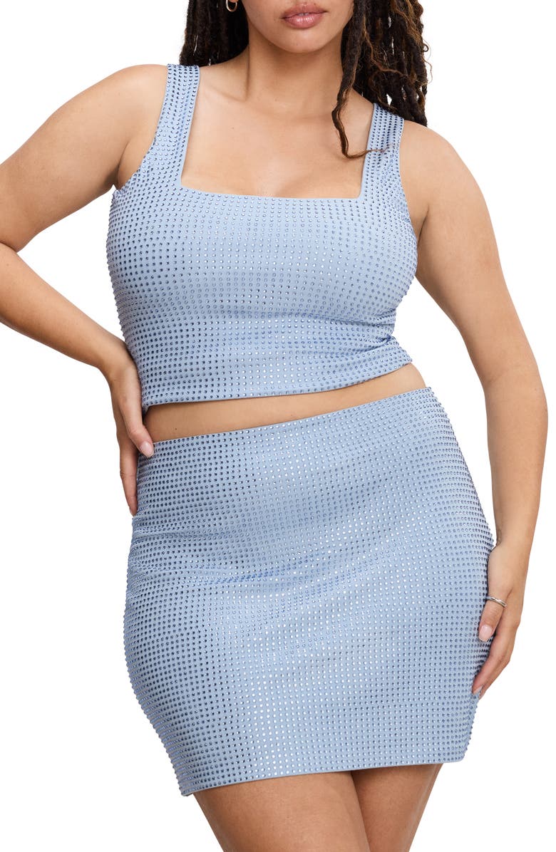 Good American Crystal Embellished Tank, Main, color, Winter Sky001