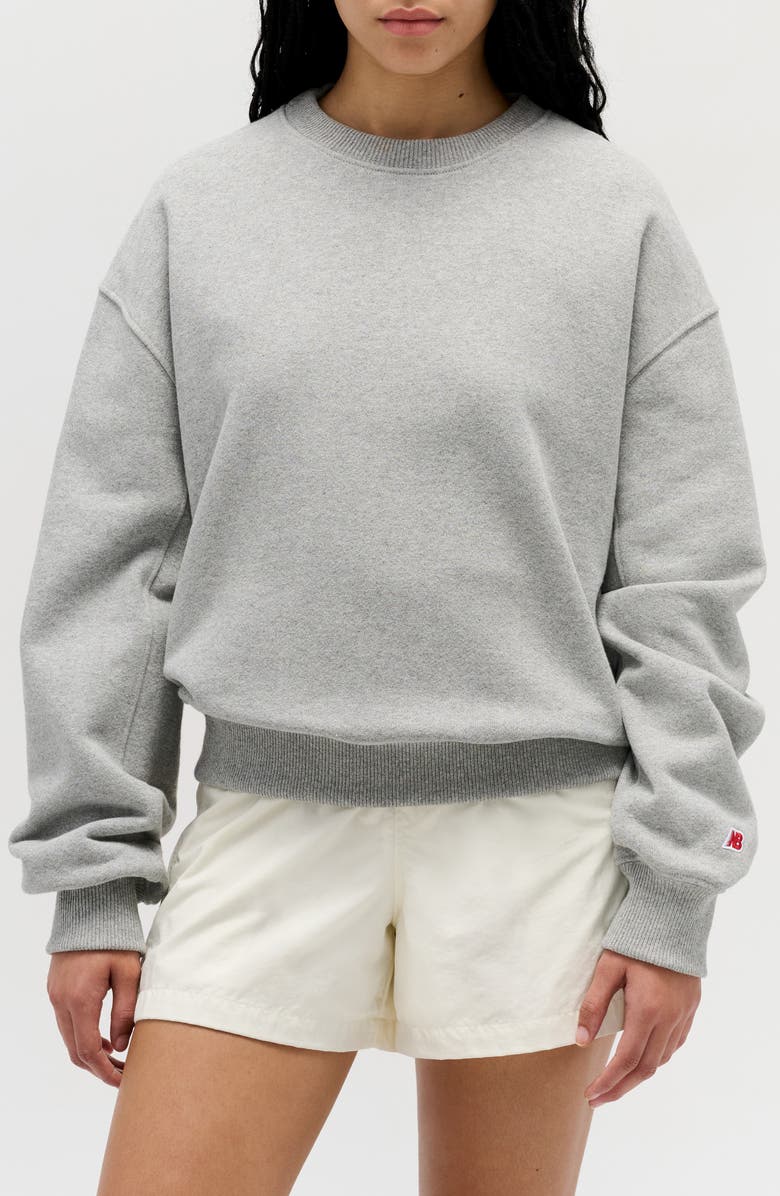 New Balance Made in USA Oversize Cotton French Terry Crewneck Sweatshirt, Main, color, Athletic Grey