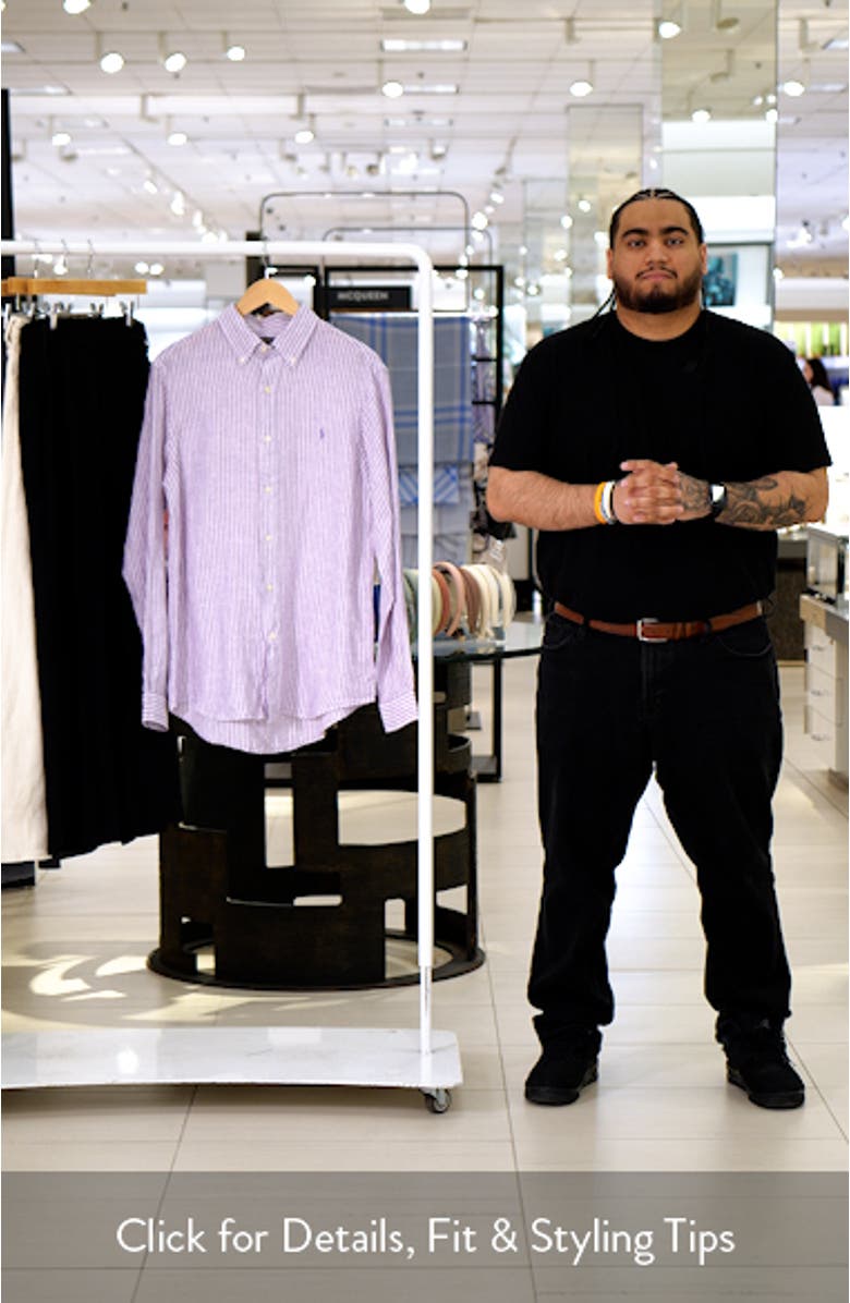 Classic Fit Stripe Linen Button-Down Shirt, sales video thumbnail