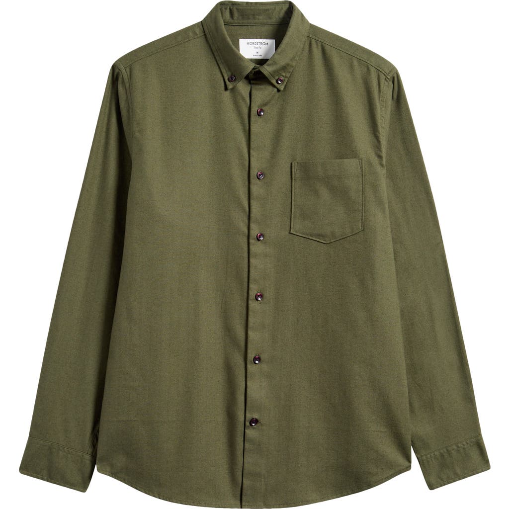 Nordstrom Tech-smart Trim Fit Check Stretch Button-down Shirt In Green Depths