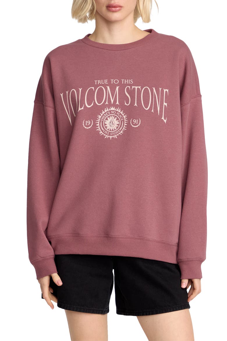 Stone Crewneck Graphic Sweatshirt, Main, color, VINTAGE BROWN