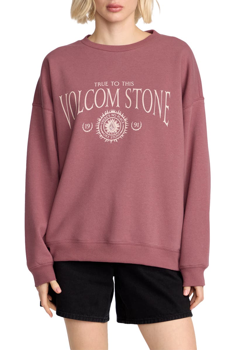 Volcom Stone Crewneck Graphic Sweatshirt, Main, color, Vintage Brown