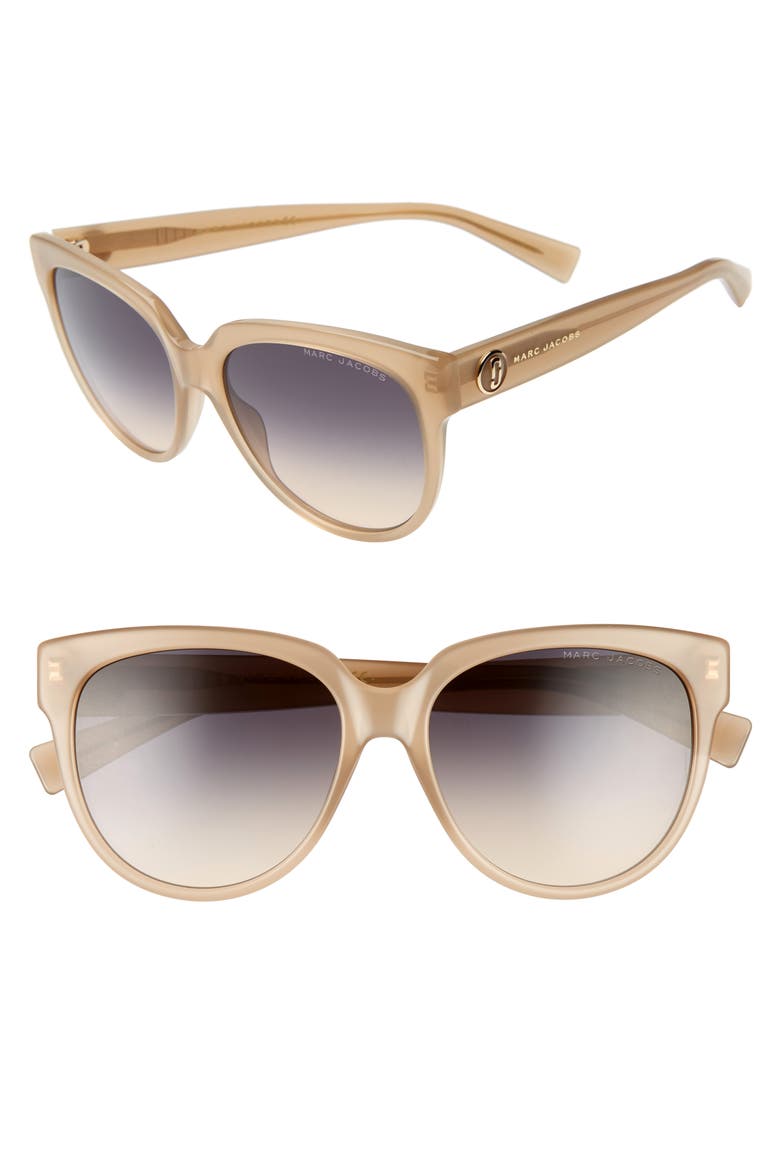 56mm Rounded Cat Eye Sunglasses, Main, color, CHAMPAGNE