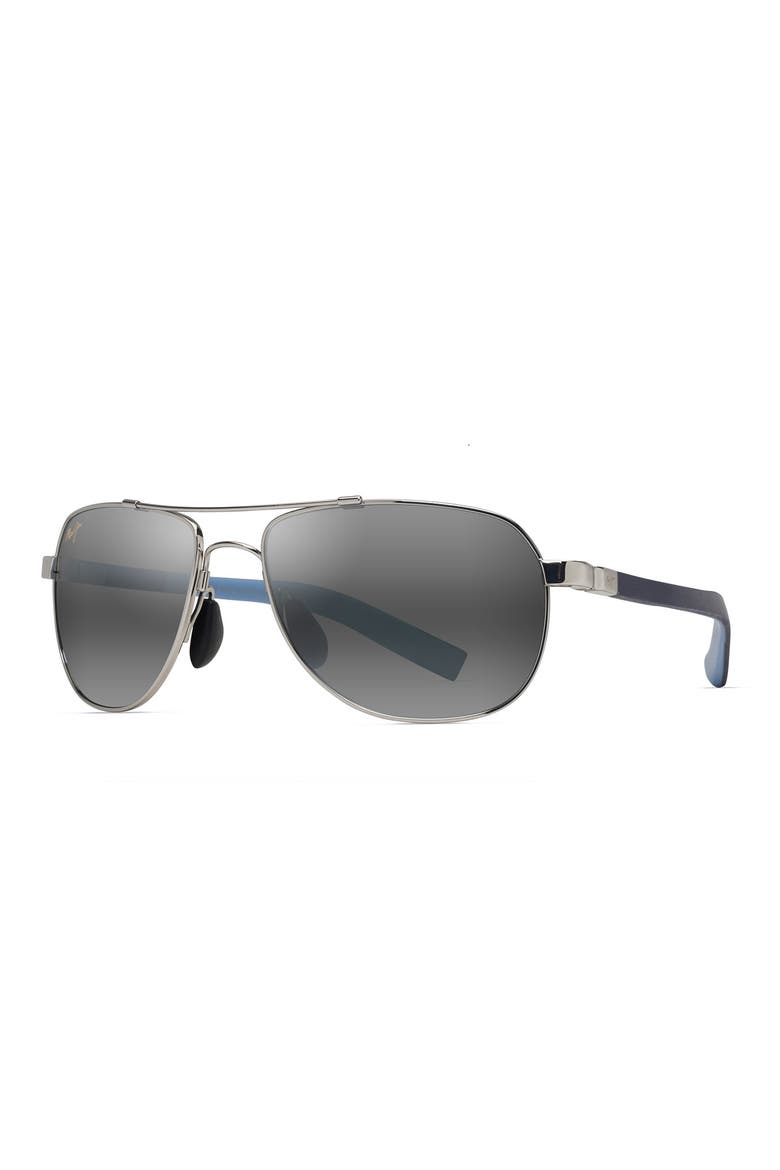 Guardrails 56mm PolarizedPlus2® Aviator Sunglasses, Alternate, color, SILVER/ BLUE/ LIGHT BLUE