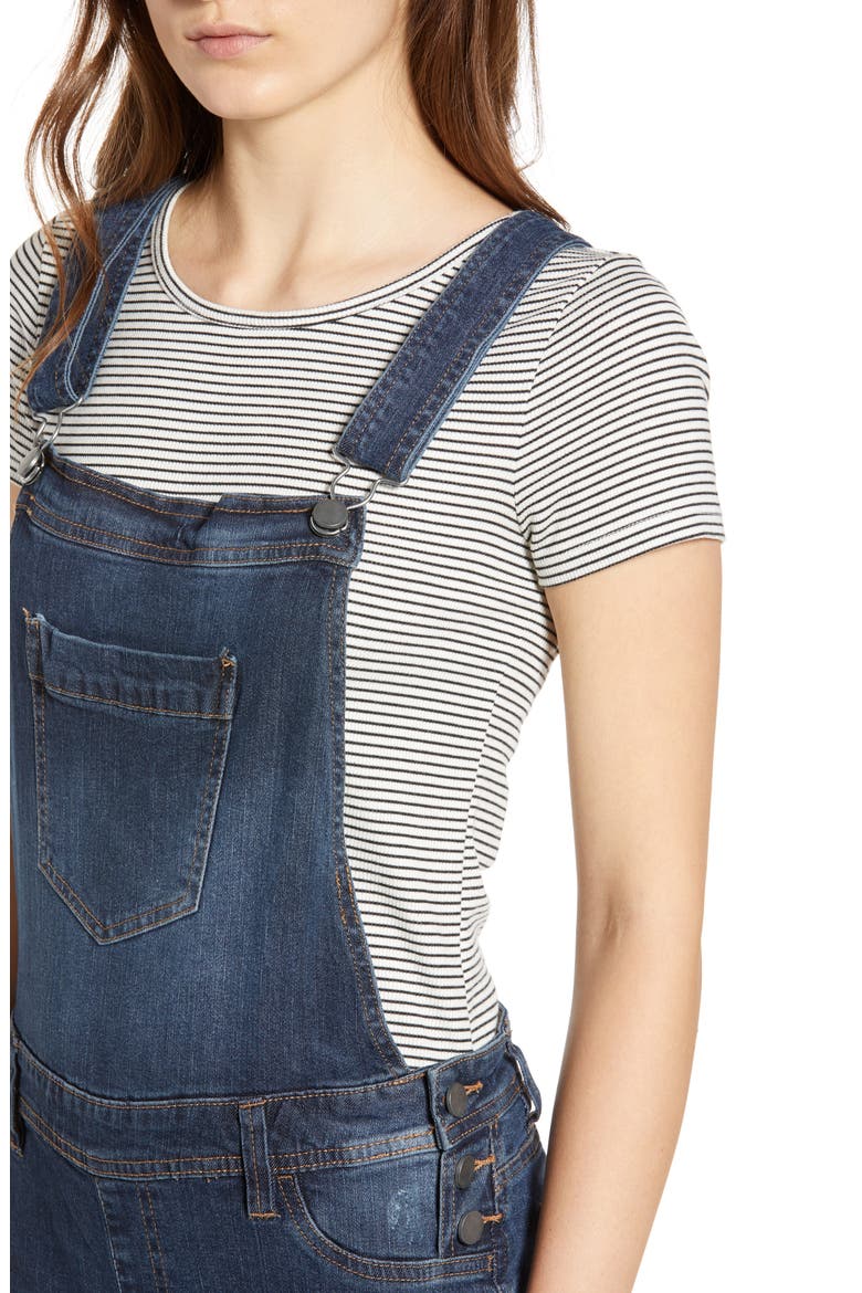 Ripped Skinny Overalls, Alternate, color, DARK