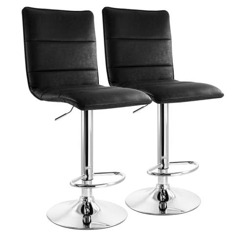 2 Piece Vintage Faux Leather Adjustable Bar Stool
