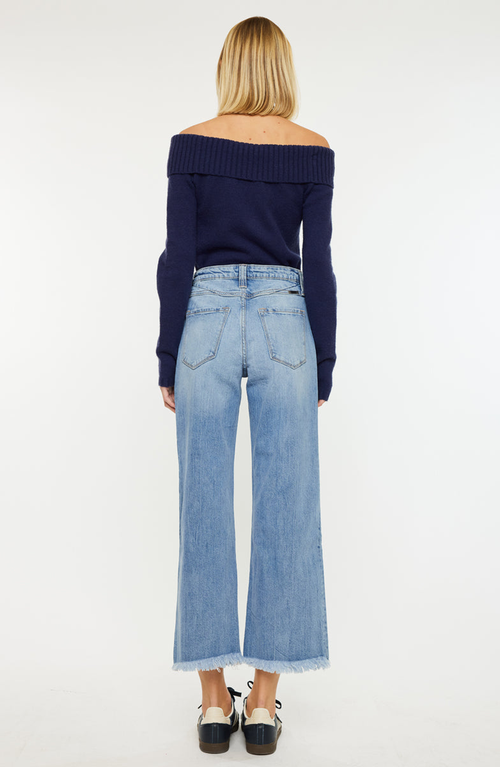 Kancan Gretchen Ultra High Rise Wide Leg Jeans In Blue
