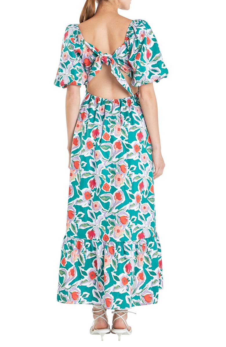 English Factory Floral Print Tie Back Maxi Dress, Alternate, color, 