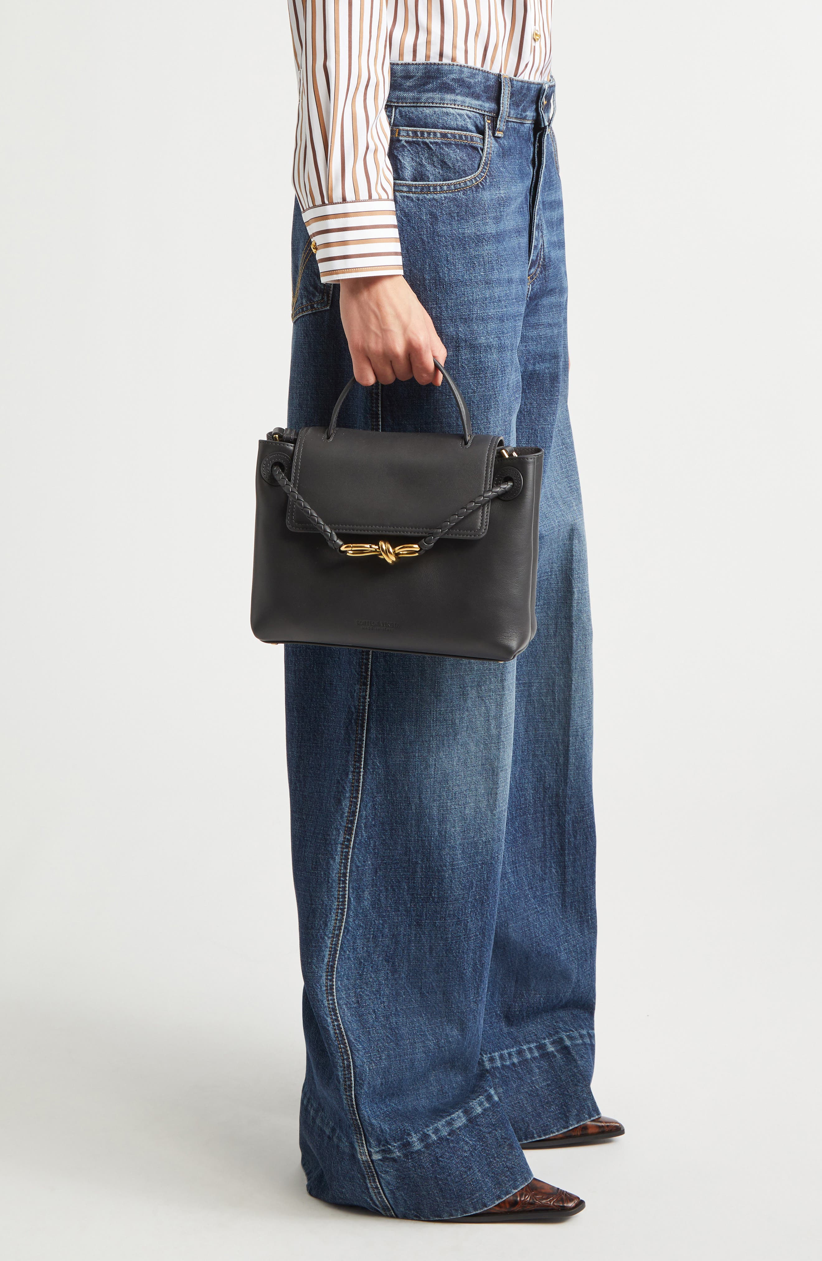 Small Ciao Ciao Knot Detail Leather Top Handle Bag, Alternate, color, 1040 GRAPHITE-M BRASS