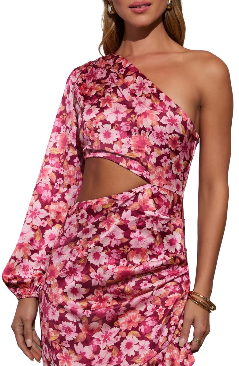 VICI Collection Right Moment One-Shoulder Cutout Asymmetric Midi Dress, Alternate, color, 